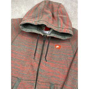 Nike Hoodie Sweatshirt Womens M Gray/Red Patch Logo Drawstring Cotton Vintage